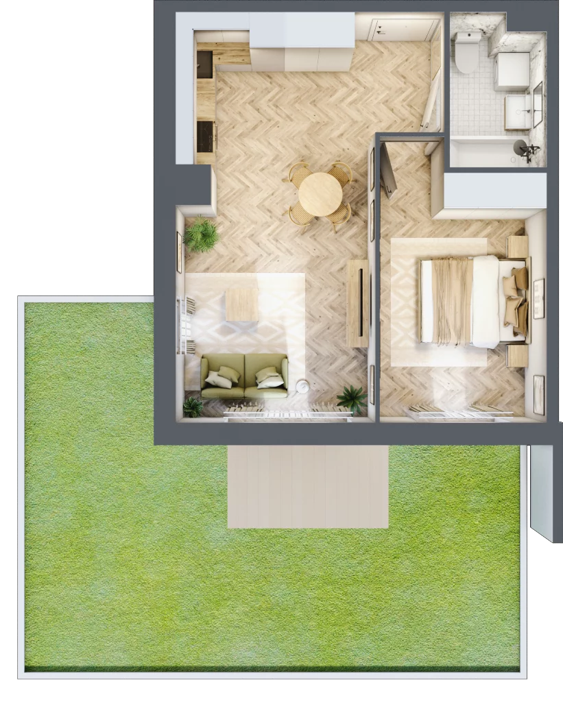 2 pokoje, mieszkanie 42,93 m², parter, oferta nr 9, Tuwima Park, Grójec, ul. Poetów 2