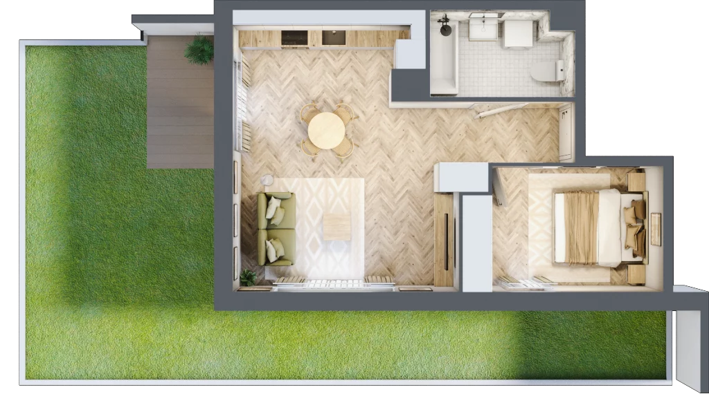 2 pokoje, mieszkanie 43,73 m², parter, oferta nr 3, Tuwima Park, Grójec, ul. Poetów 2