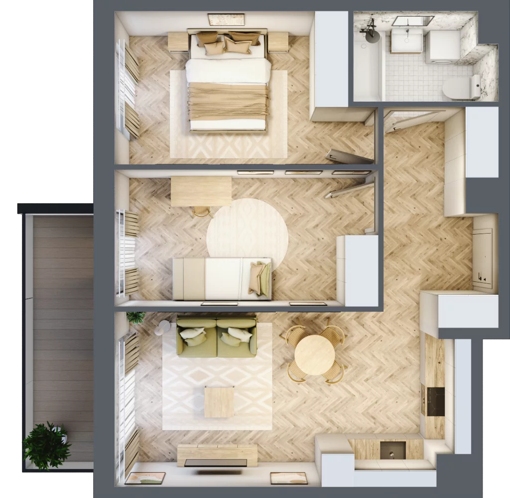 3 pokoje, mieszkanie 56,71 m², piętro 3, oferta nr 35, Tuwima Park, Grójec, ul. Poetów 2