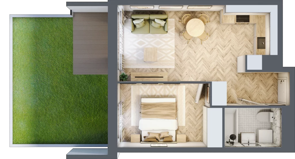 2 pokoje, mieszkanie 37,32 m², parter, oferta nr 4, Tuwima Park, Grójec, ul. Poetów 2