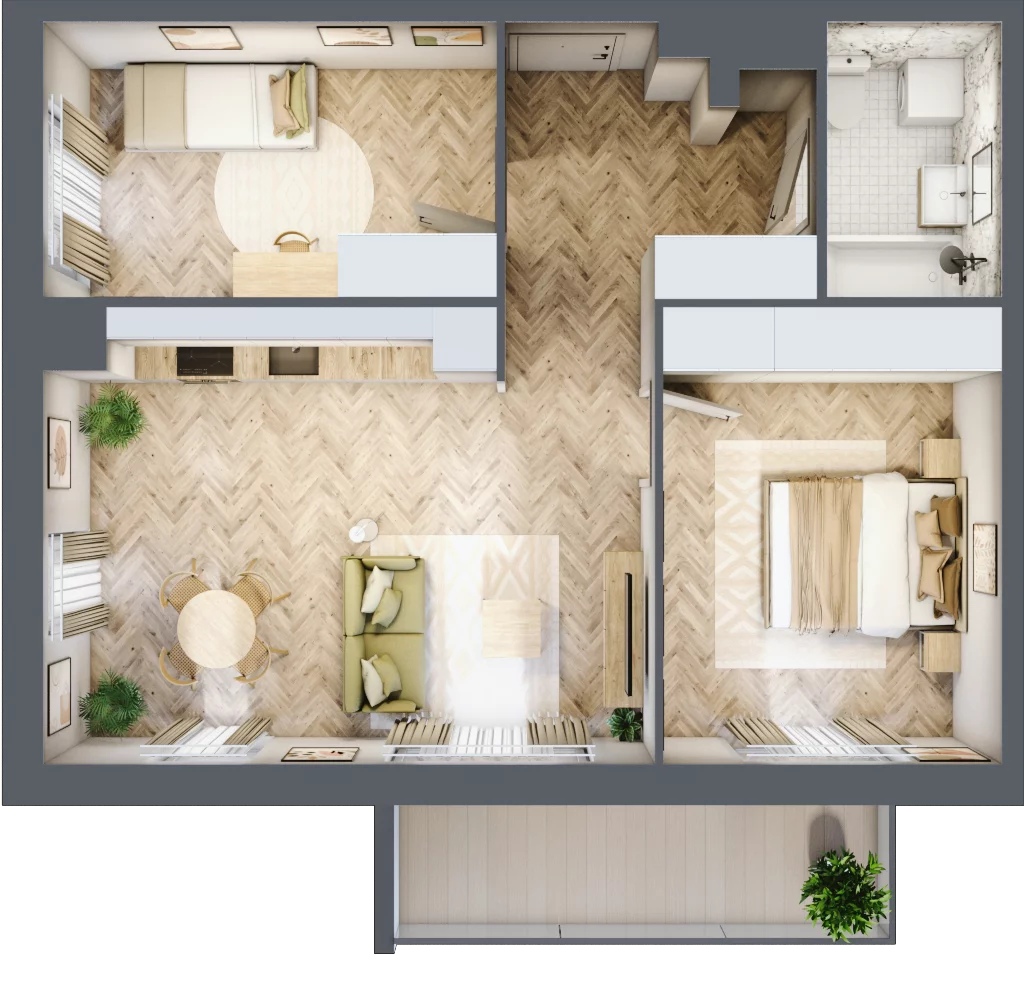 3 pokoje, mieszkanie 60,96 m², piętro 3, oferta nr 38, Tuwima Park, Grójec, ul. Poetów 2