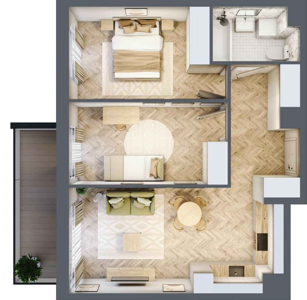 3 pokoje, mieszkanie 56,71 m², piętro 1, oferta nr 15, Tuwima Park, Grójec, ul. Poetów 2