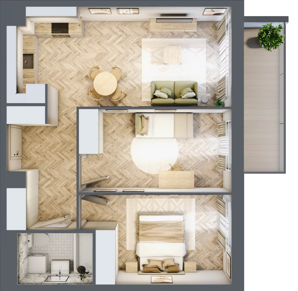 3 pokoje, mieszkanie 58,07 m², piętro 4, oferta nr B45, Tuwima Park, Grójec, ul. Poetów 2