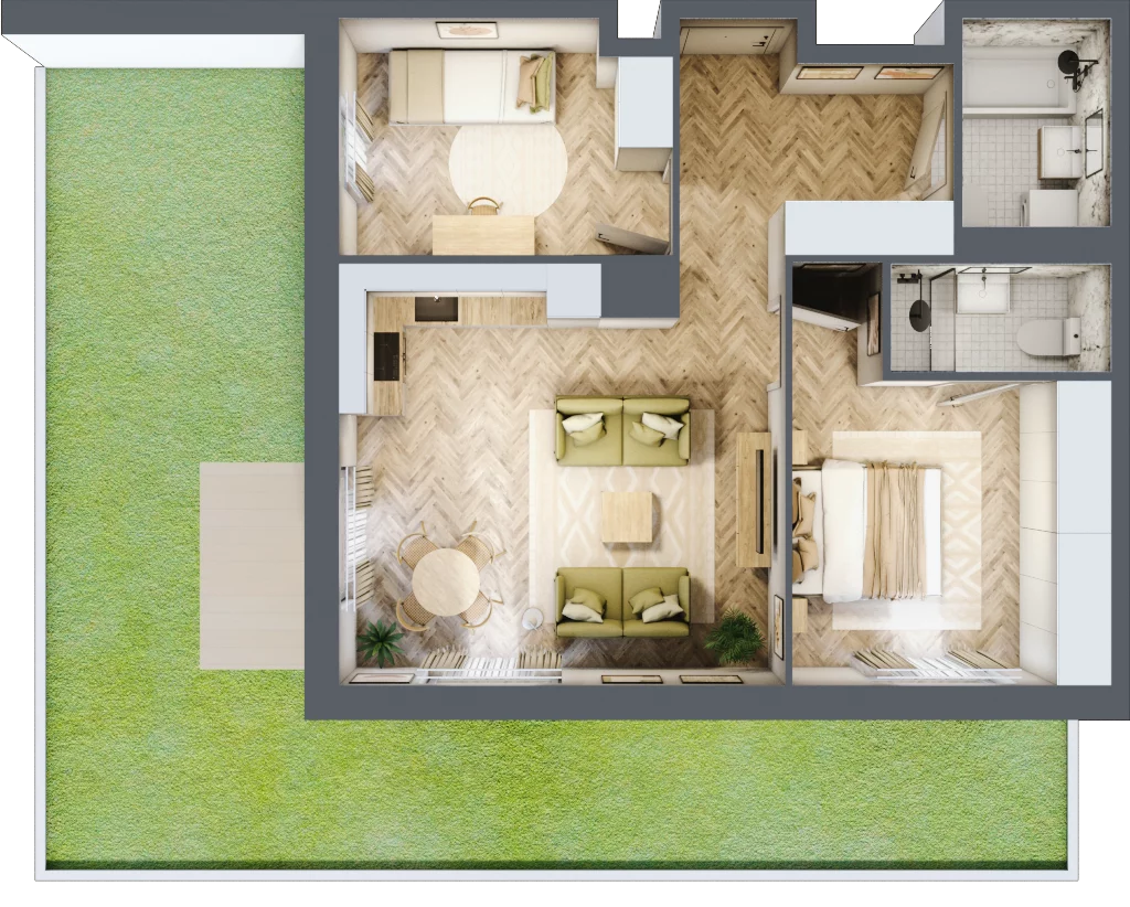 3 pokoje, mieszkanie 59,51 m², parter, oferta nr B3, Tuwima Park, Grójec, ul. Poetów 2