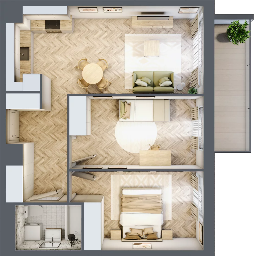 3 pokoje, mieszkanie 57,92 m², piętro 1, oferta nr B15, Tuwima Park, Grójec, ul. Poetów 2