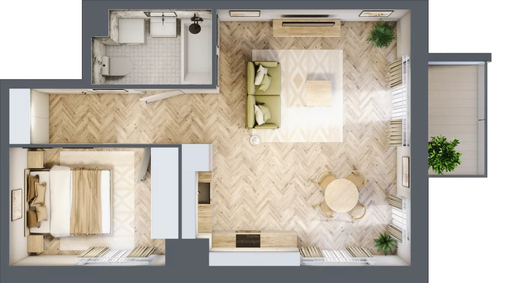 2 pokoje, mieszkanie 45,07 m², piętro 1, oferta nr B19, Tuwima Park, Grójec, ul. Poetów 2
