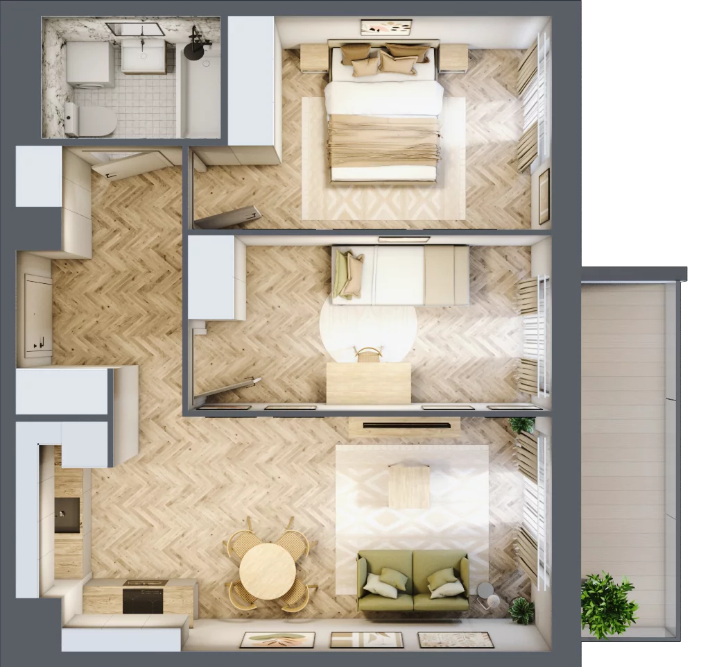 3 pokoje, mieszkanie 55,56 m², piętro 1, oferta nr B16, Tuwima Park, Grójec, ul. Poetów 2