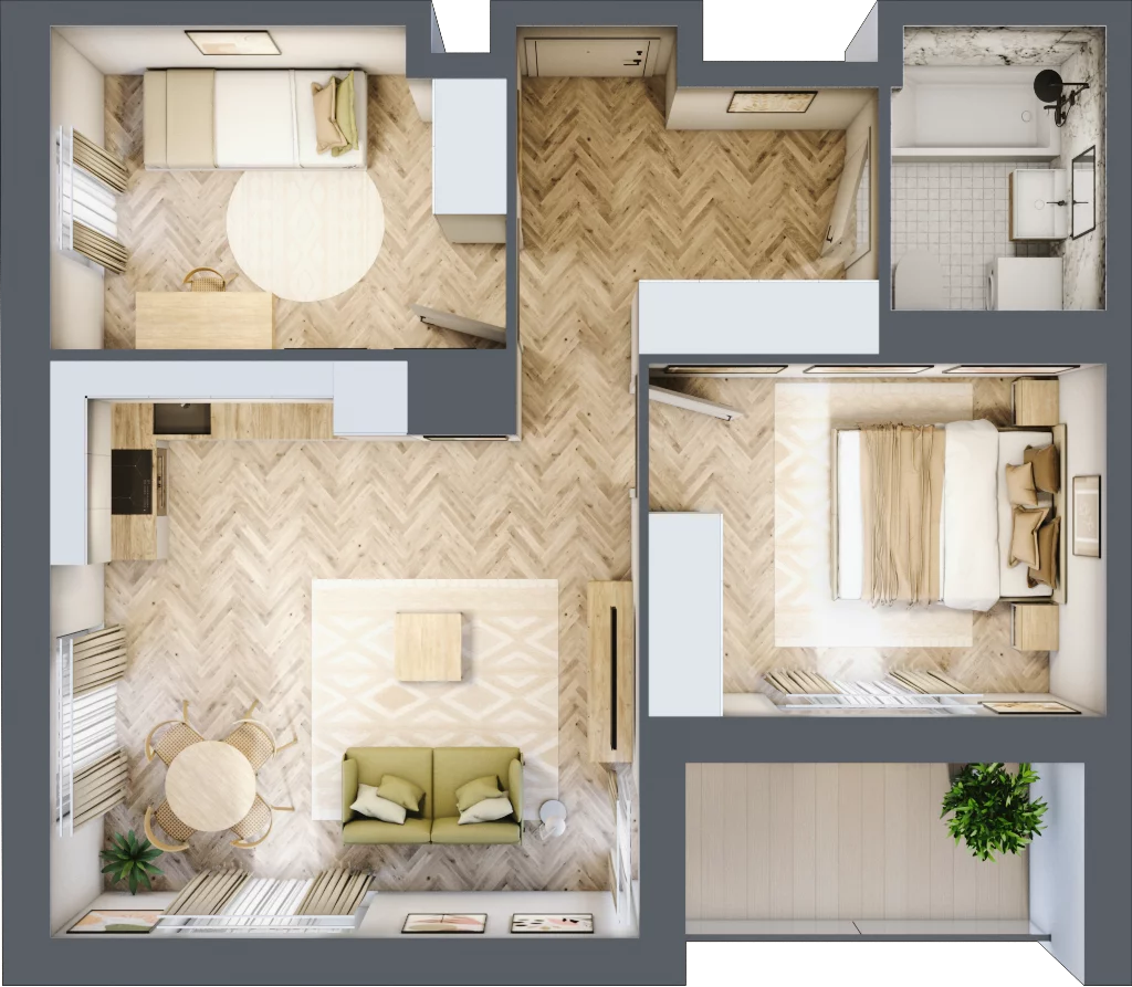 3 pokoje, mieszkanie 53,13 m², piętro 3, oferta nr B33, Tuwima Park, Grójec, ul. Poetów 2