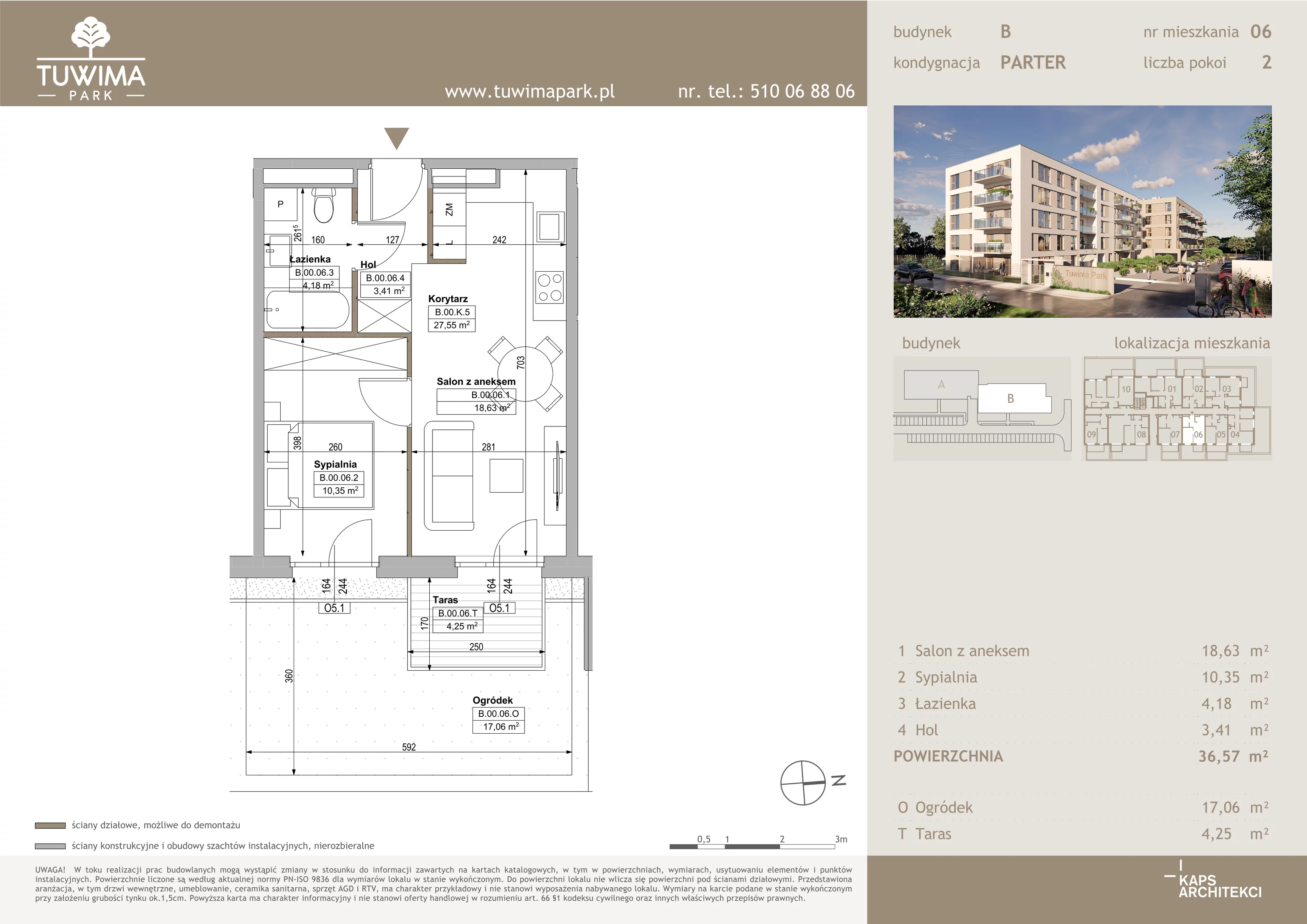 2 pokoje, mieszkanie 36,57 m², parter, oferta nr B6, Tuwima Park, Grójec, ul. Poetów 2