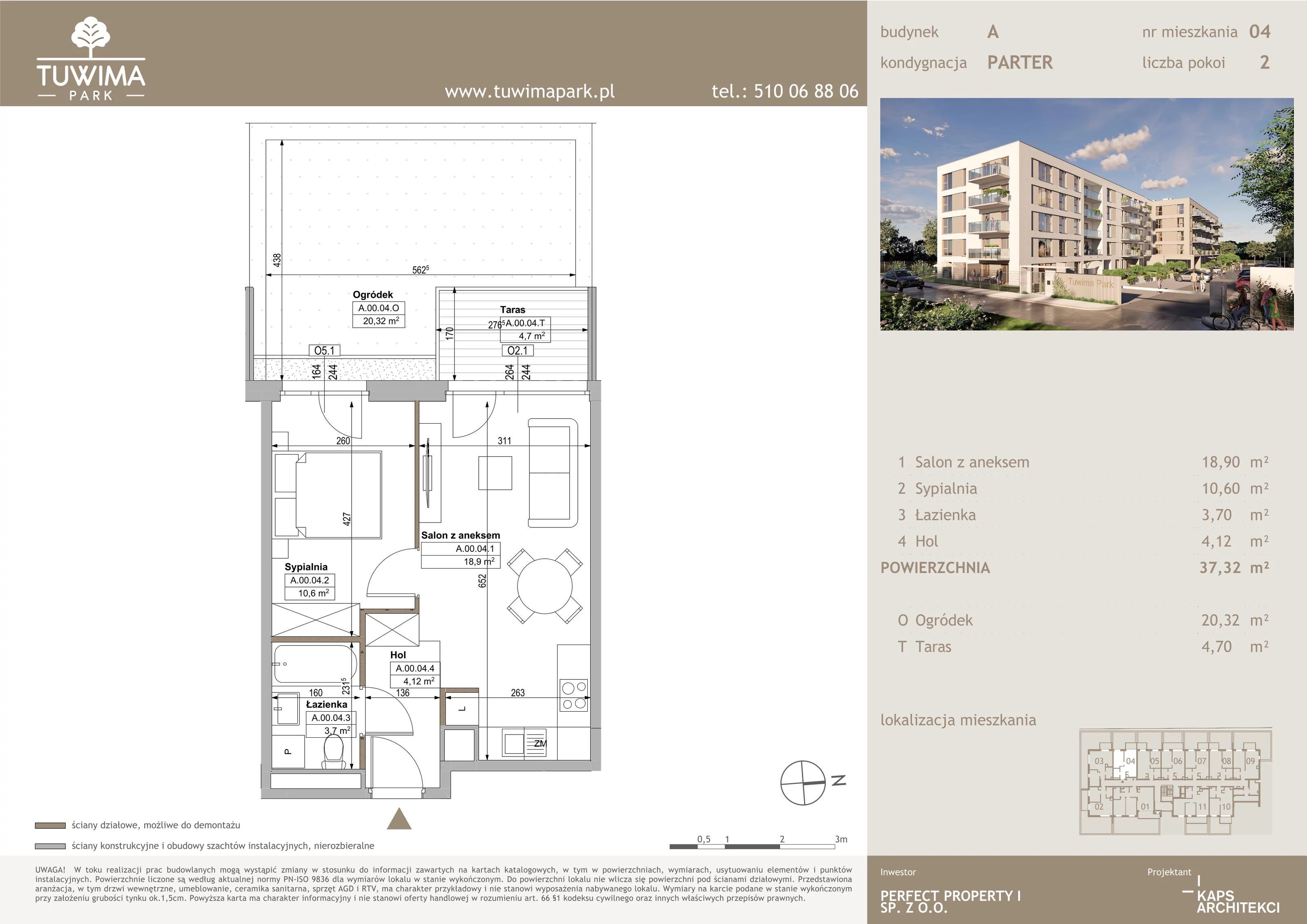 2 pokoje, mieszkanie 37,32 m², parter, oferta nr 4, Tuwima Park, Grójec, ul. Poetów 2