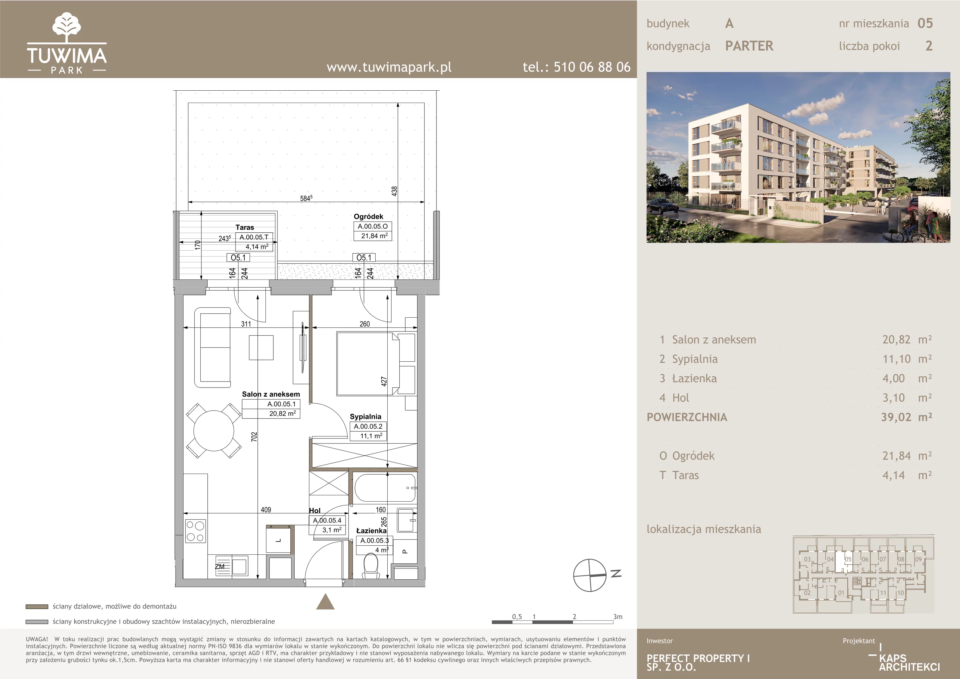 2 pokoje, mieszkanie 39,02 m², parter, oferta nr 5, Tuwima Park, Grójec, ul. Poetów 2
