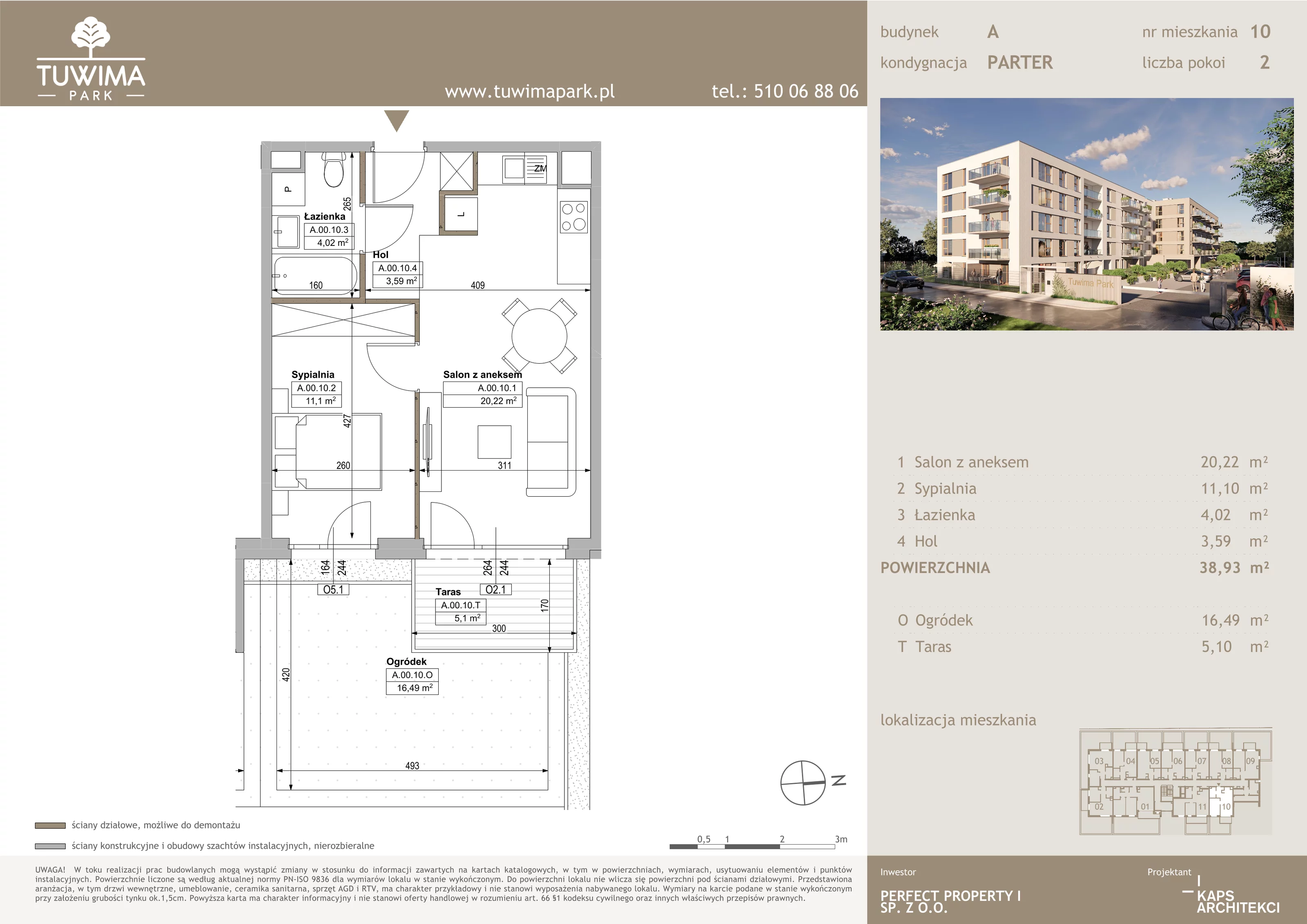 2 pokoje, mieszkanie 38,93 m², parter, oferta nr 10, Tuwima Park, Grójec, ul. Poetów 2