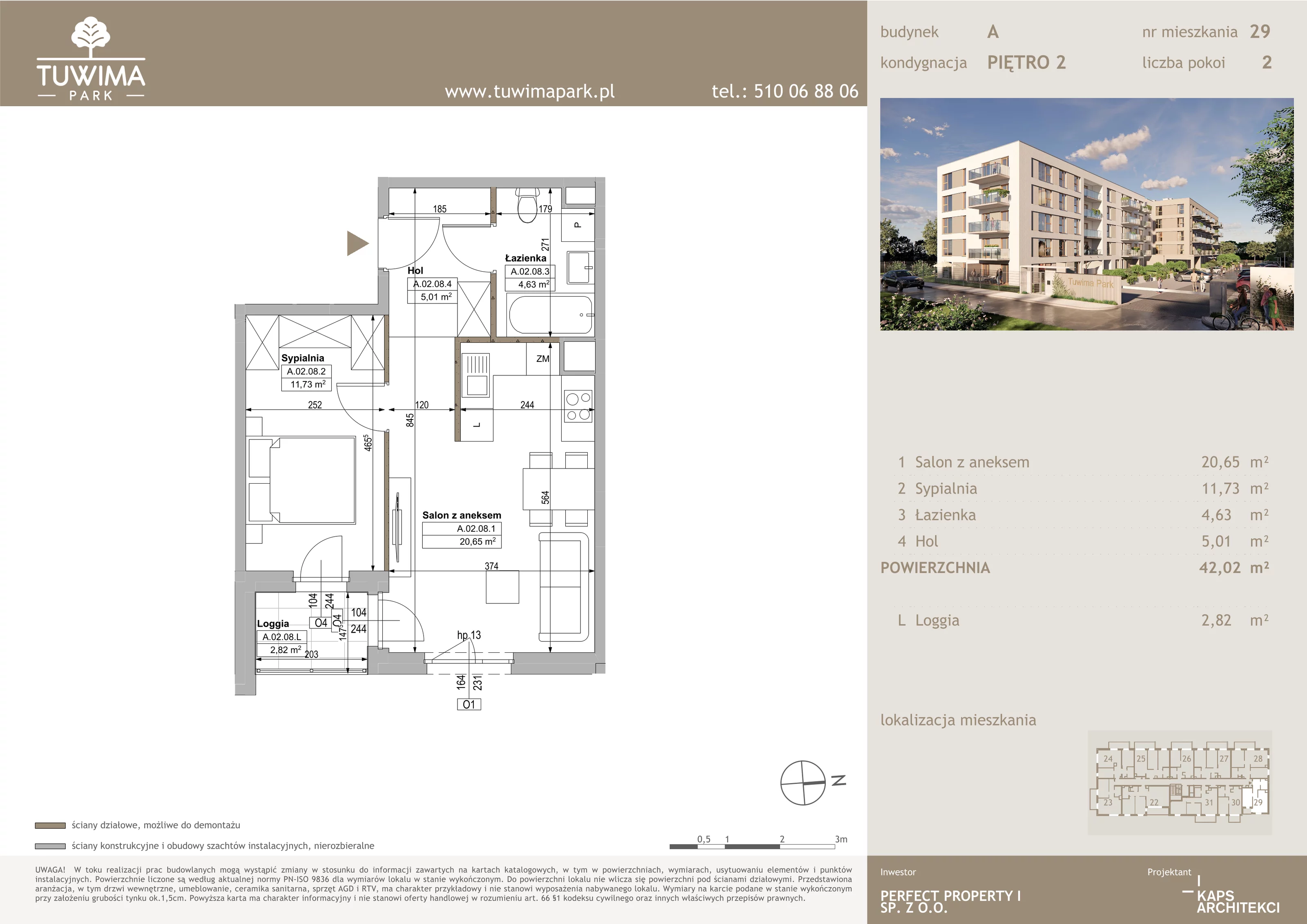 2 pokoje, mieszkanie 42,02 m², piętro 2, oferta nr 29, Tuwima Park, Grójec, ul. Poetów 2