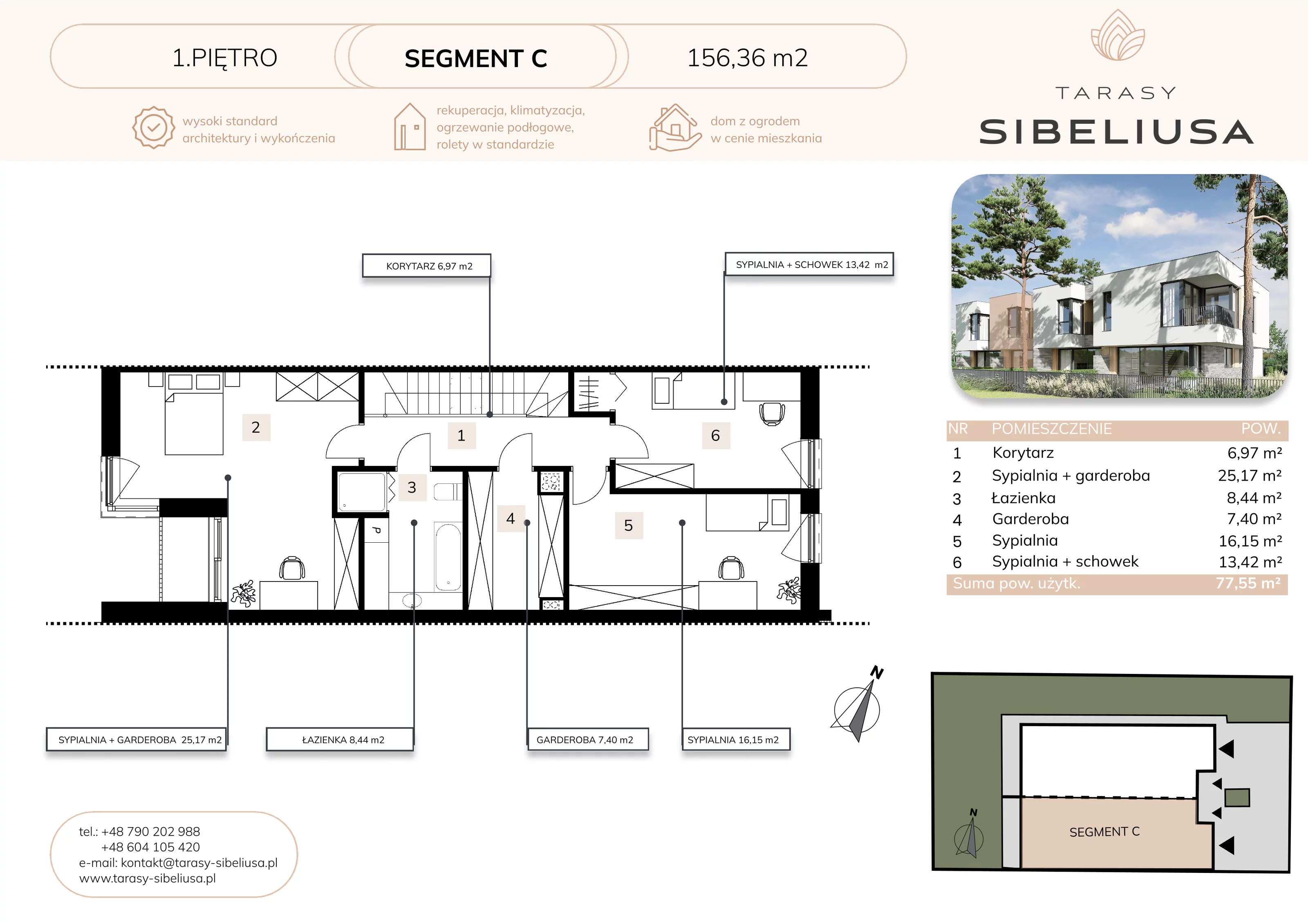 Dom 156,36 m², oferta nr C, Tarasy Sibeliusa, Wrocław, Jagodno, Krzyki, ul. Sibeliusa