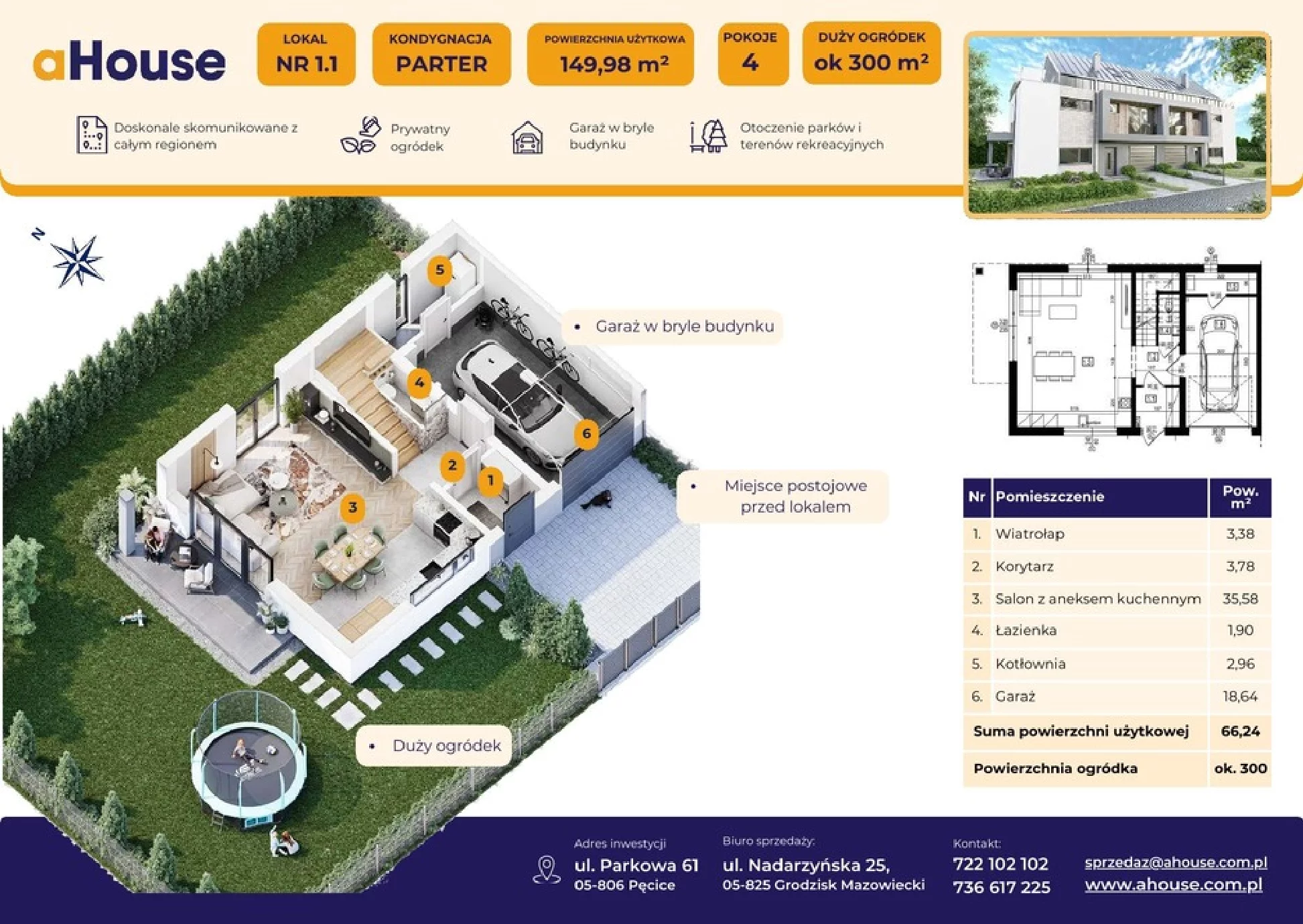 Dom 149,98 m², oferta nr B1/1, Pęcice, Pęcice, ul. Parkowa 61