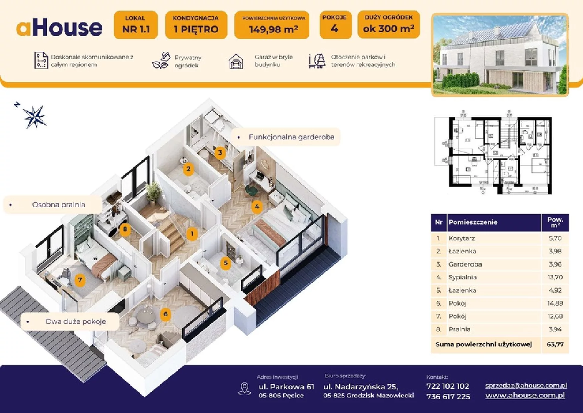 Dom 149,98 m², oferta nr B1/1, Pęcice, Pęcice, ul. Parkowa 61