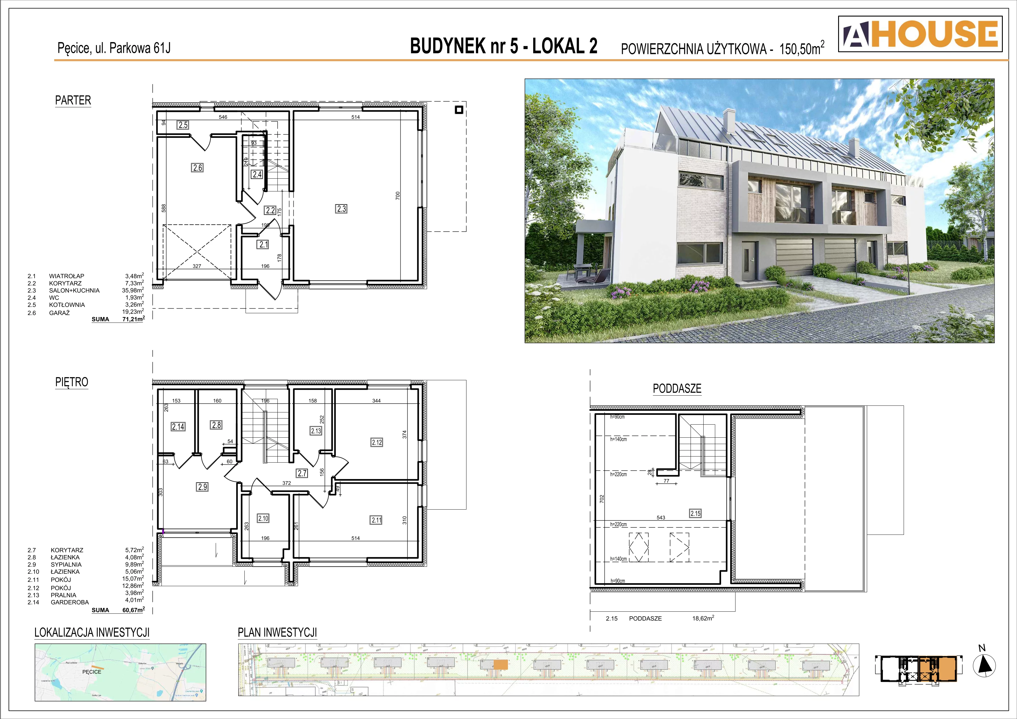 Dom 150,68 m², oferta nr B5/2 Dom gotowy do zamieszkania, Pęcice, Pęcice, ul. Parkowa 61
