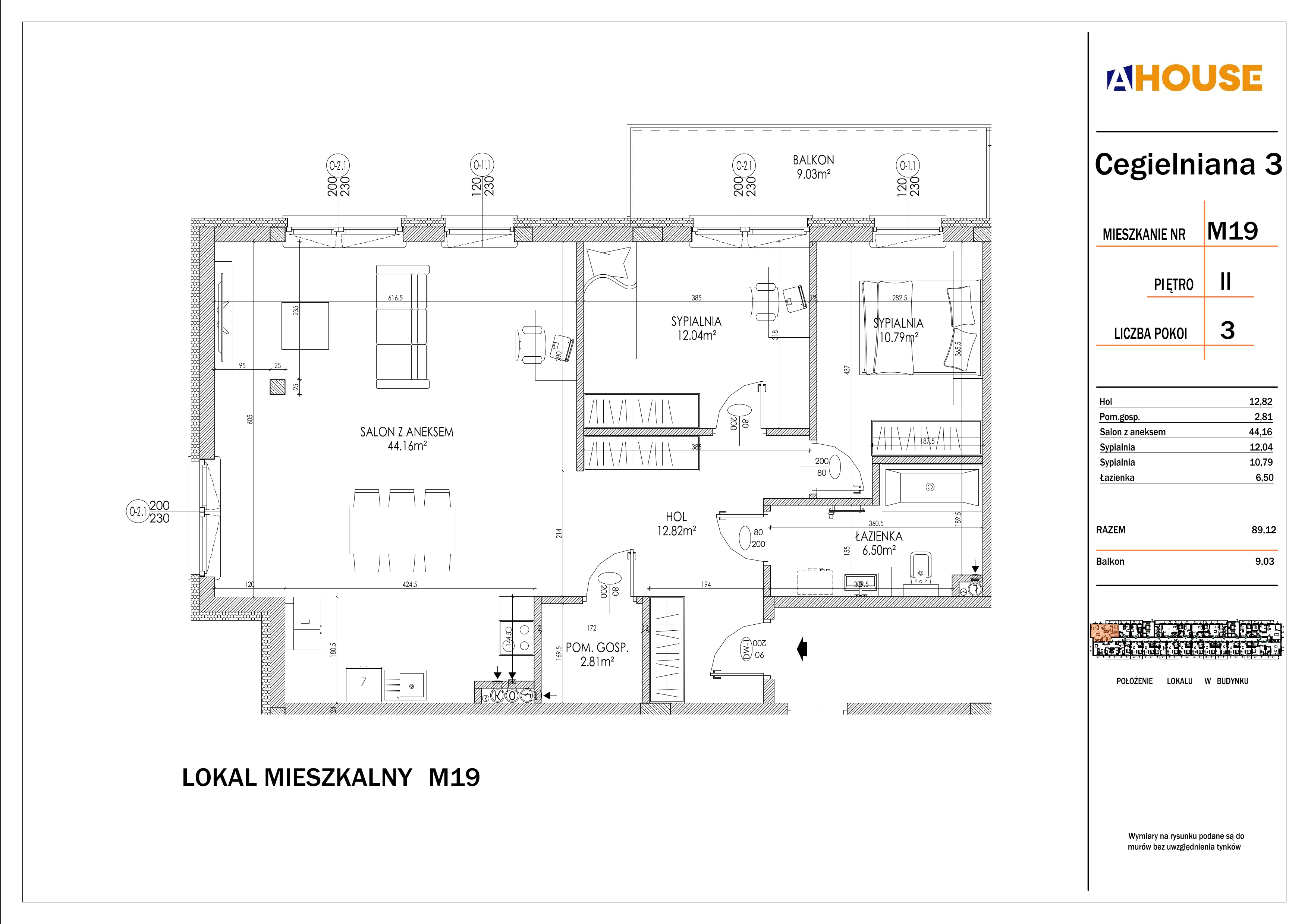 3 pokoje, mieszkanie 89,12 m², piętro 2, oferta nr 19, Osiedle StaLove Etap I, Grodzisk Mazowiecki, ul. Cegielniana 3