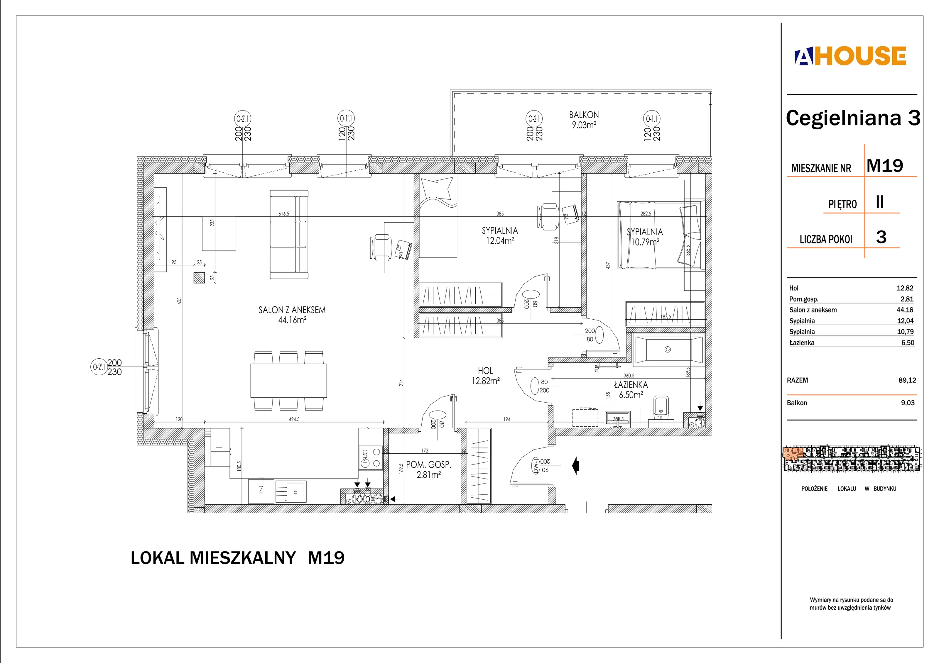 3 pokoje, mieszkanie 89,12 m², piętro 2, oferta nr 19, Osiedle StaLove Etap I, Grodzisk Mazowiecki, ul. Cegielniana 3