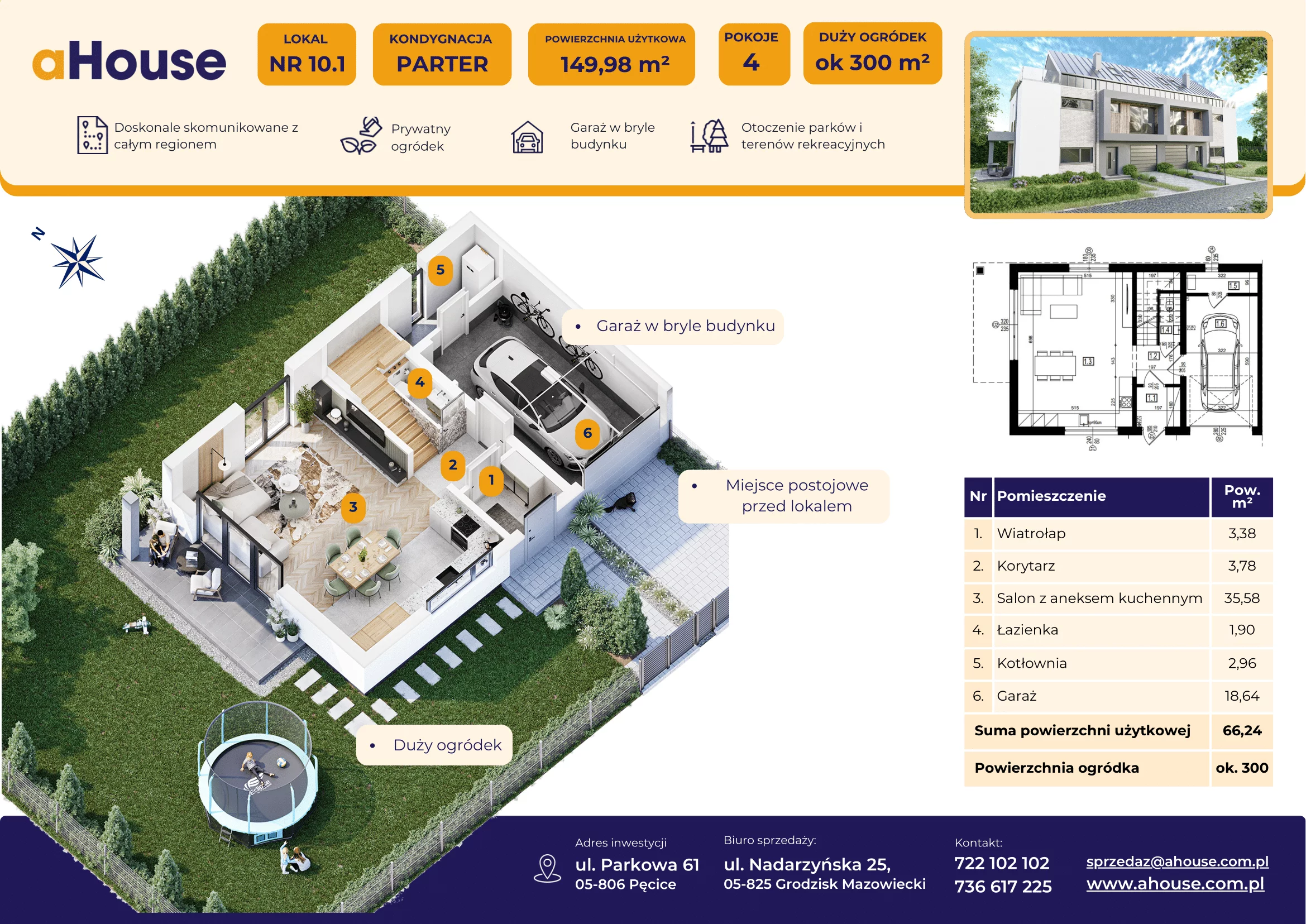 Dom 149,98 m², oferta nr B10/1, Pęcice, Pęcice, ul. Parkowa 61