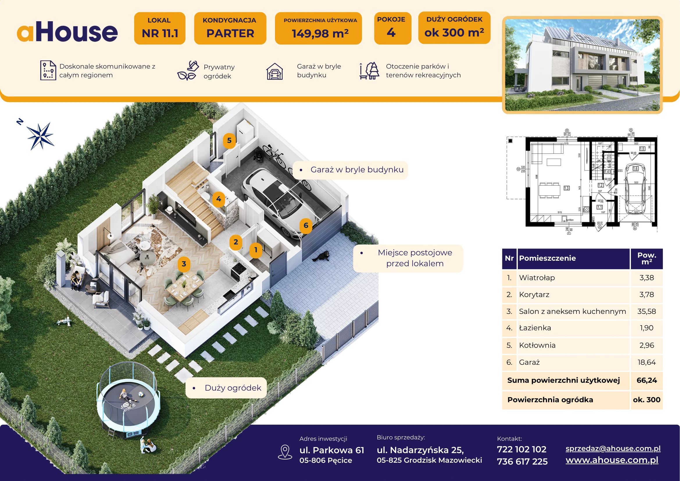 Dom 149,98 m², oferta nr B11/1, Pęcice, Pęcice, ul. Parkowa 61
