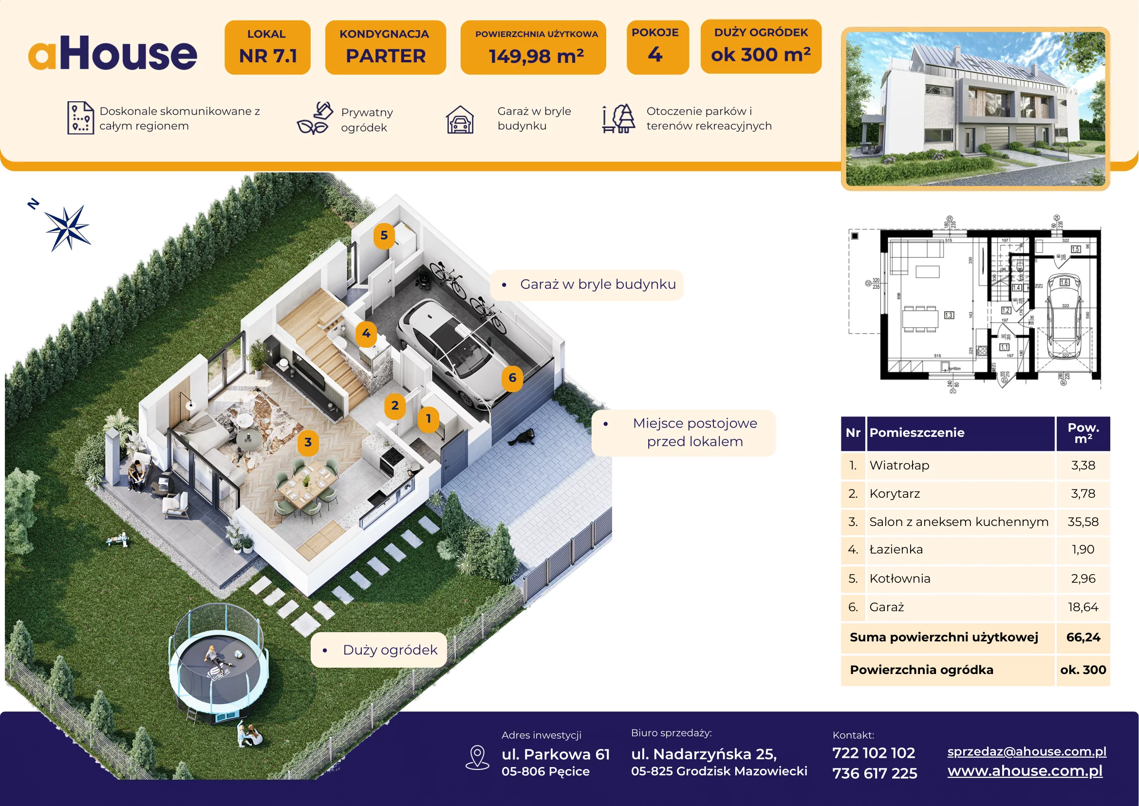 Dom 149,98 m², oferta nr B7/1, Pęcice, Pęcice, ul. Parkowa 61