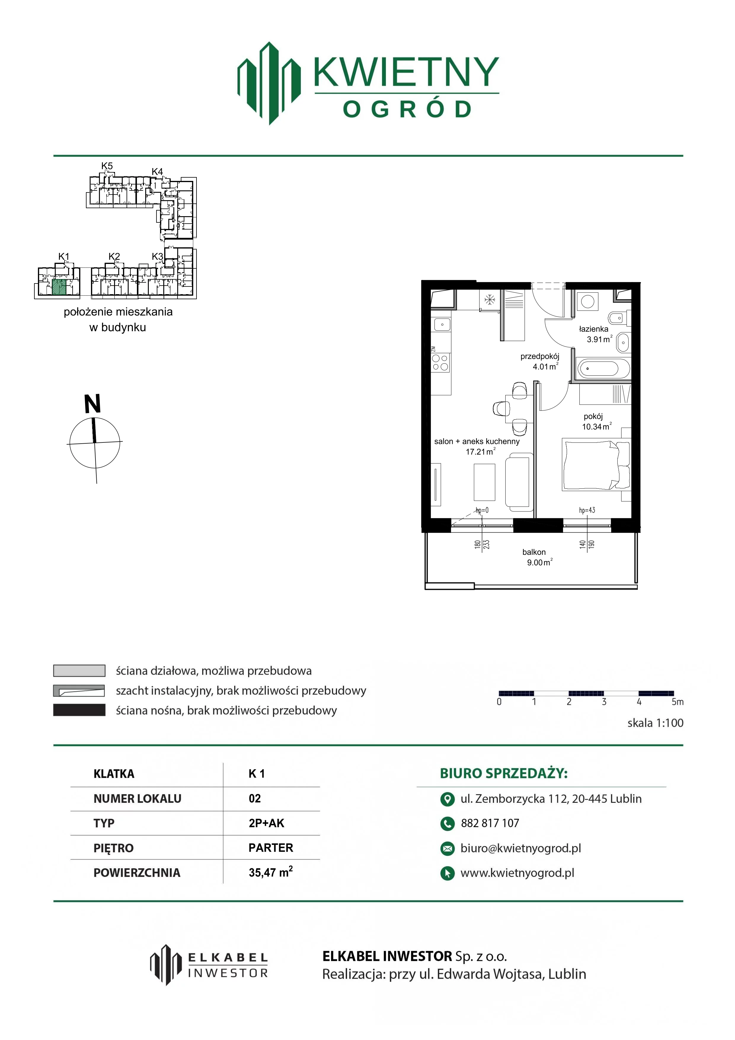 2 pokoje, mieszkanie 35,47 m², parter, oferta nr M02, Kwietny Ogród, Lublin, Czechów Północny, Czechów Północny, ul. Edwarda Wojtasa