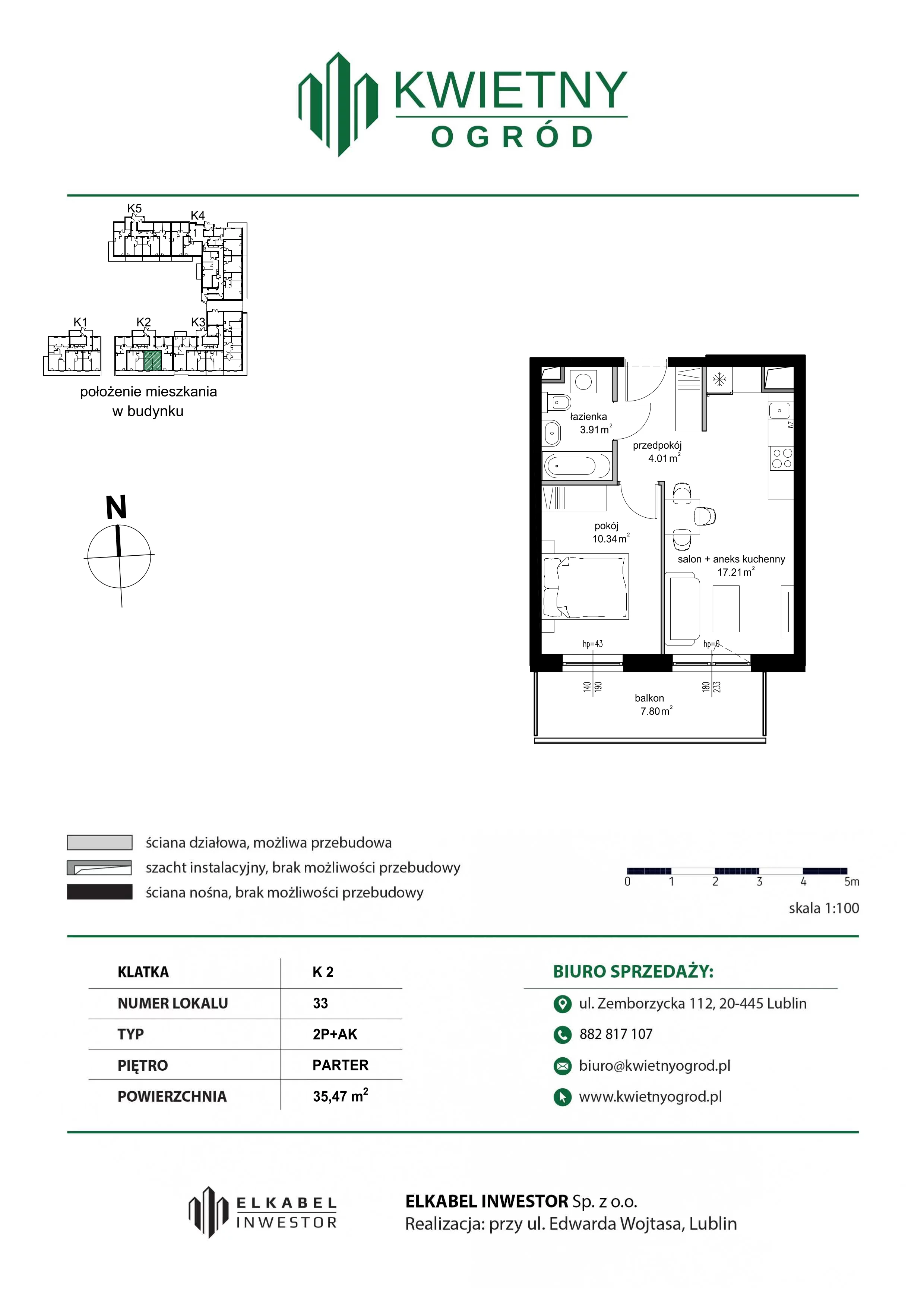2 pokoje, mieszkanie 35,47 m², parter, oferta nr M33, Kwietny Ogród, Lublin, Czechów Północny, Czechów Północny, ul. Edwarda Wojtasa