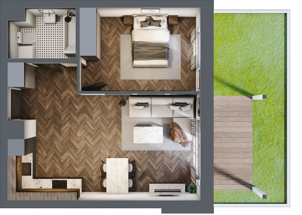 2 pokoje, mieszkanie 46,55 m², parter, oferta nr 79A, Osiedle Farbiarska, Tomaszów Mazowiecki, ul. Farbiarska 28, 32, 34