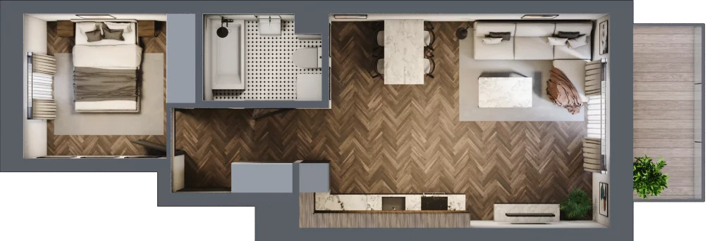 2 pokoje, mieszkanie 44,58 m², piętro 4, oferta nr 50A, Osiedle Farbiarska, Tomaszów Mazowiecki, ul. Farbiarska 28, 32, 34