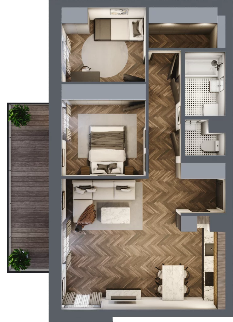 3 pokoje, mieszkanie 65,75 m², piętro 4, oferta nr 105A, Osiedle Farbiarska, Tomaszów Mazowiecki, ul. Farbiarska 28, 32, 34