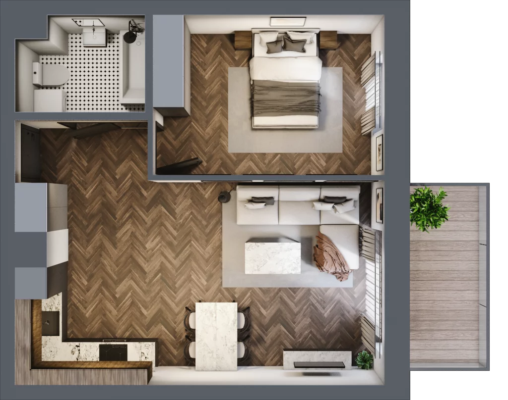 2 pokoje, mieszkanie 46,55 m², piętro 1, oferta nr 62A, Osiedle Farbiarska, Tomaszów Mazowiecki, ul. Farbiarska 28, 32, 34