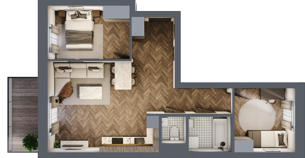 3 pokoje, mieszkanie 57,33 m², piętro 4, oferta nr 75A, Osiedle Farbiarska, Tomaszów Mazowiecki, ul. Farbiarska 28, 32, 34