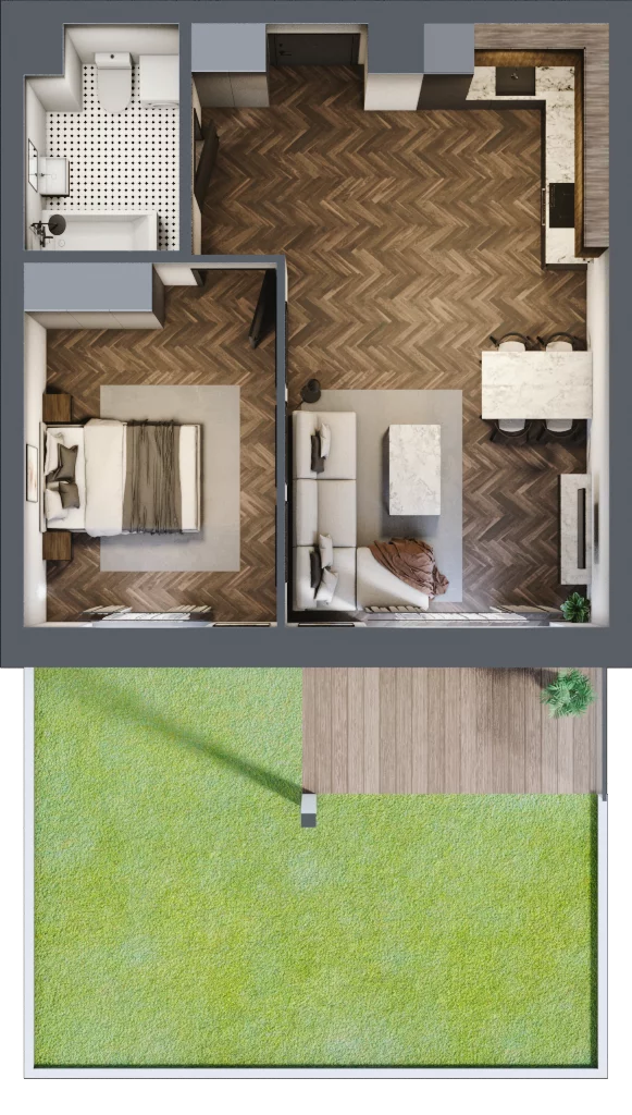 2 pokoje, mieszkanie 48,26 m², parter, oferta nr 3A, Osiedle Farbiarska, Tomaszów Mazowiecki, ul. Farbiarska 28, 32, 34
