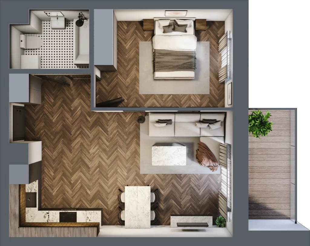 2 pokoje, mieszkanie 45,87 m², piętro 1, oferta nr 83A, Osiedle Farbiarska, Tomaszów Mazowiecki, ul. Farbiarska 28, 32, 34