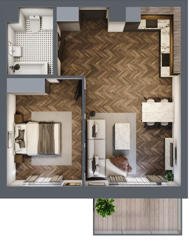 2 pokoje, mieszkanie 48,26 m², piętro 3, oferta nr 18A, Osiedle Farbiarska, Tomaszów Mazowiecki, ul. Farbiarska 28, 32, 34