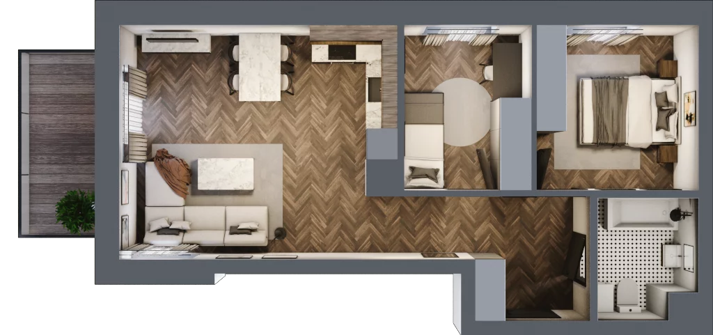 3 pokoje, mieszkanie 53,46 m², piętro 1, oferta nr 10A, Osiedle Farbiarska, Tomaszów Mazowiecki, ul. Farbiarska 28, 32, 34