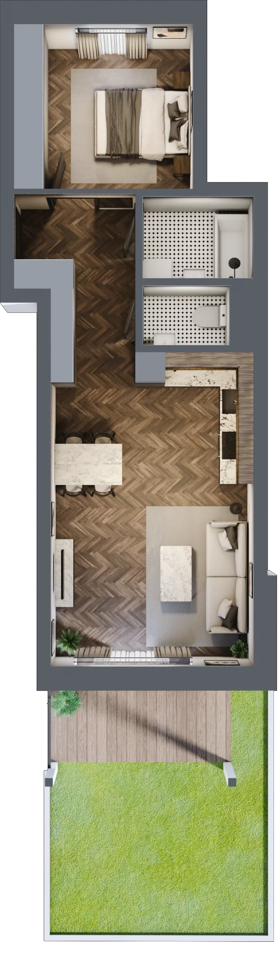 2 pokoje, mieszkanie 48,55 m², parter, oferta nr 1A, Osiedle Farbiarska, Tomaszów Mazowiecki, ul. Farbiarska 28, 32, 34