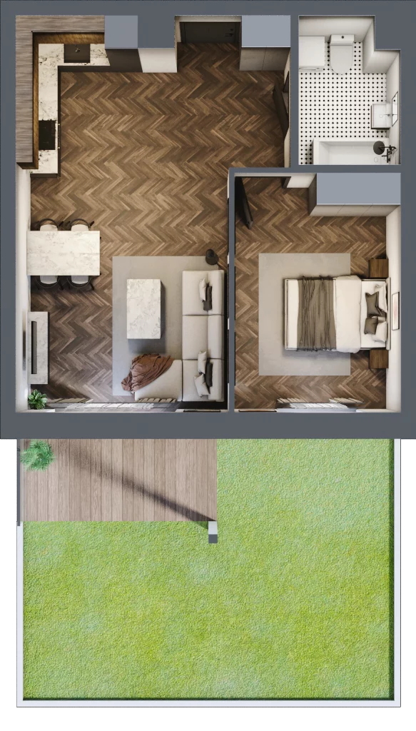 2 pokoje, mieszkanie 48,26 m², parter, oferta nr 2A, Osiedle Farbiarska, Tomaszów Mazowiecki, ul. Farbiarska 28, 32, 34