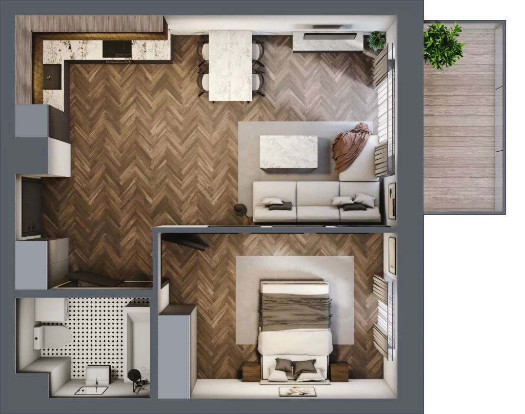 2 pokoje, mieszkanie 46,59 m², piętro 1, oferta nr 34A, Osiedle Farbiarska, Tomaszów Mazowiecki, ul. Farbiarska 28, 32, 34