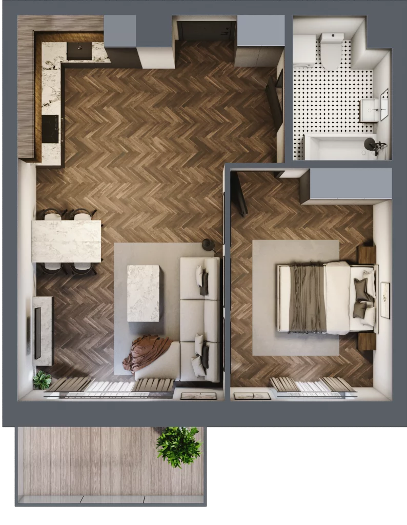 2 pokoje, mieszkanie 48,26 m², piętro 1, oferta nr 7A, Osiedle Farbiarska, Tomaszów Mazowiecki, ul. Farbiarska 28, 32, 34