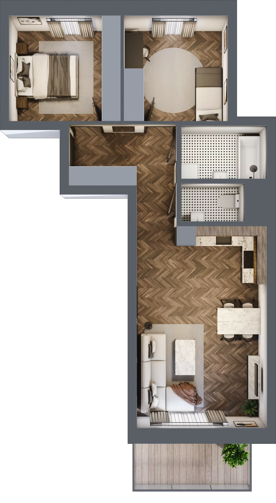 3 pokoje, mieszkanie 60,64 m², piętro 1, oferta nr 6A, Osiedle Farbiarska, Tomaszów Mazowiecki, ul. Farbiarska 28, 32, 34
