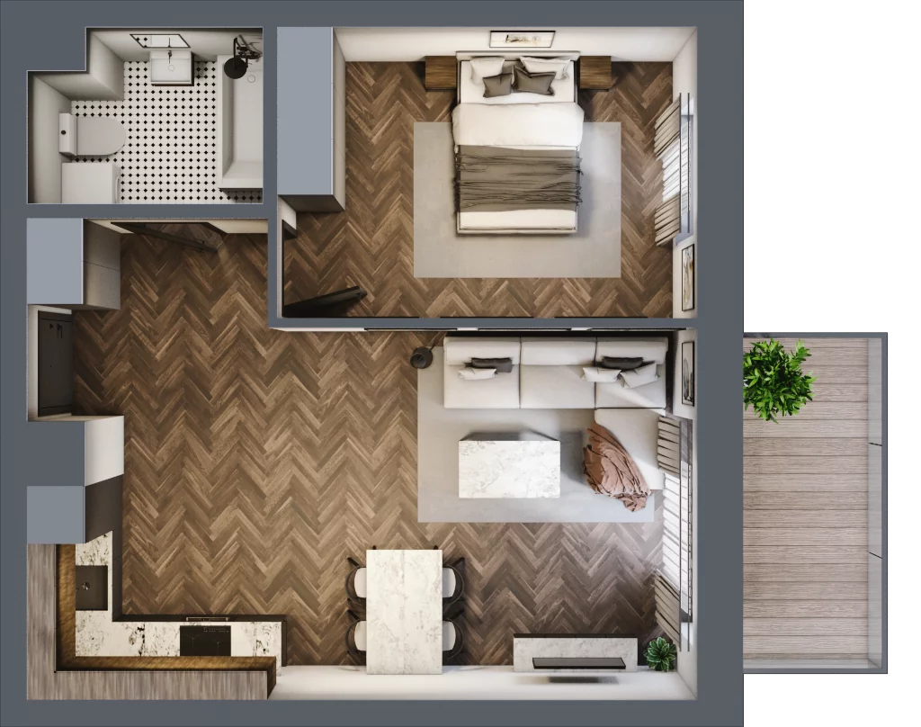 2 pokoje, mieszkanie 46,55 m², piętro 1, oferta nr 85A, Osiedle Farbiarska, Tomaszów Mazowiecki, ul. Farbiarska 28, 32, 34