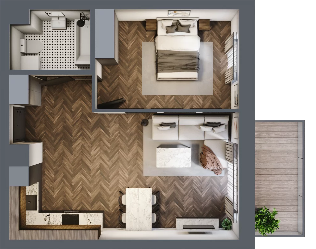 2 pokoje, mieszkanie 46,59 m², piętro 4, oferta nr 51A, Osiedle Farbiarska, Tomaszów Mazowiecki, ul. Farbiarska 28, 32, 34
