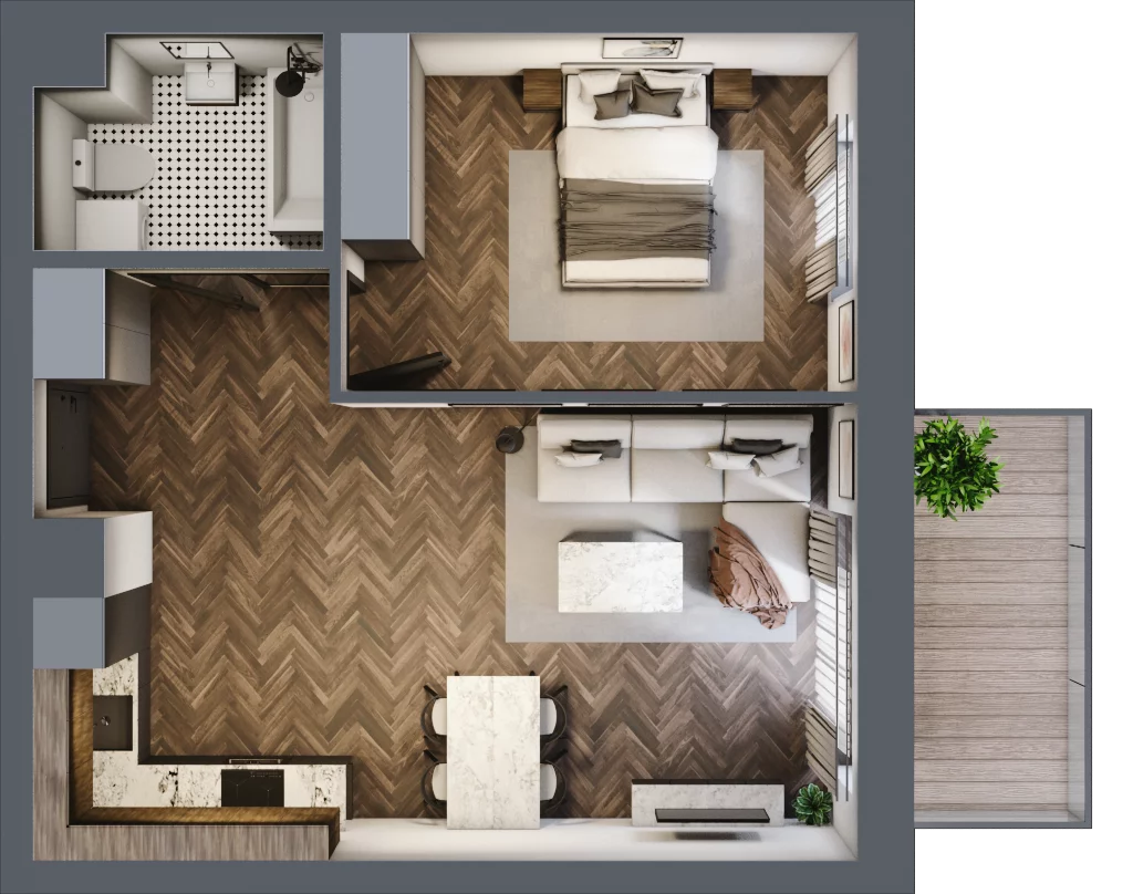 2 pokoje, mieszkanie 46,55 m², piętro 4, oferta nr 103A, Osiedle Farbiarska, Tomaszów Mazowiecki, ul. Farbiarska 28, 32, 34
