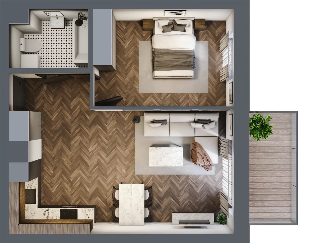2 pokoje, mieszkanie 46,55 m², piętro 4, oferta nr 74A, Osiedle Farbiarska, Tomaszów Mazowiecki, ul. Farbiarska 28, 32, 34