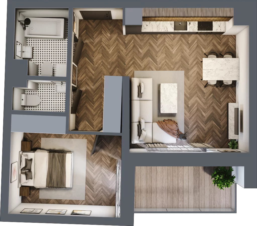 2 pokoje, mieszkanie 47,67 m², piętro 1, oferta nr 59B, Osiedle Farbiarska, Tomaszów Mazowiecki, ul. Farbiarska 28, 32, 34