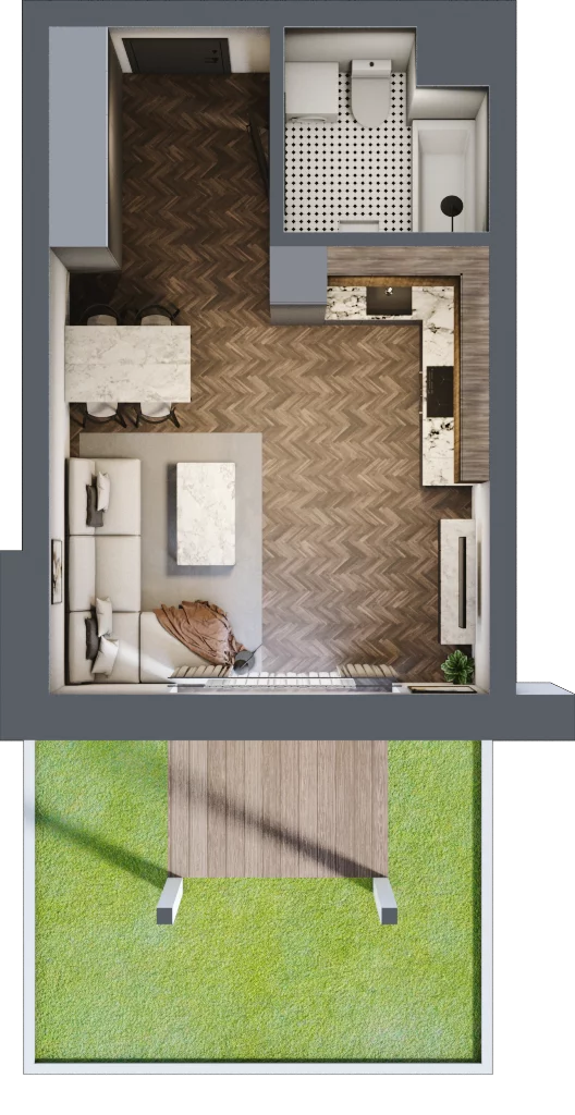 1 pokój, mieszkanie 30,64 m², parter, oferta nr 3B, Osiedle Farbiarska, Tomaszów Mazowiecki, ul. Farbiarska 28, 32, 34