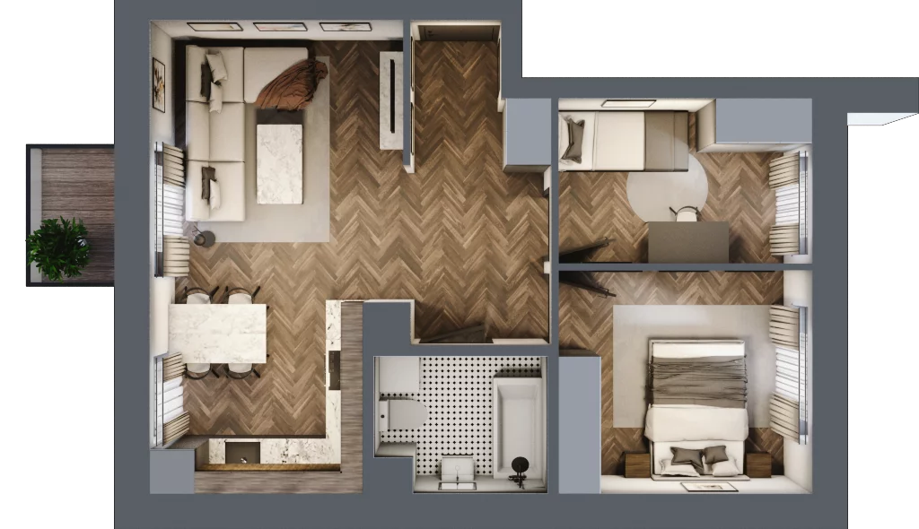 3 pokoje, mieszkanie 50,06 m², piętro 4, oferta nr 83B, Osiedle Farbiarska, Tomaszów Mazowiecki, ul. Farbiarska 28, 32, 34