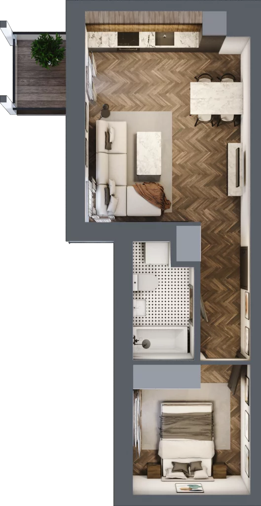2 pokoje, mieszkanie 39,45 m², parter, oferta nr 56B, Osiedle Farbiarska, Tomaszów Mazowiecki, ul. Farbiarska 28, 32, 34